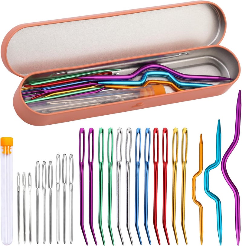 ZMAAGG Yarn Needles, Tapestry Needles, Large-Eye Blunt Needles, Darning Needles for Crocheting with Knitting Cable Needles, Storage Box, Bent Tapestry Needles for Knitting Crochet - Image 1